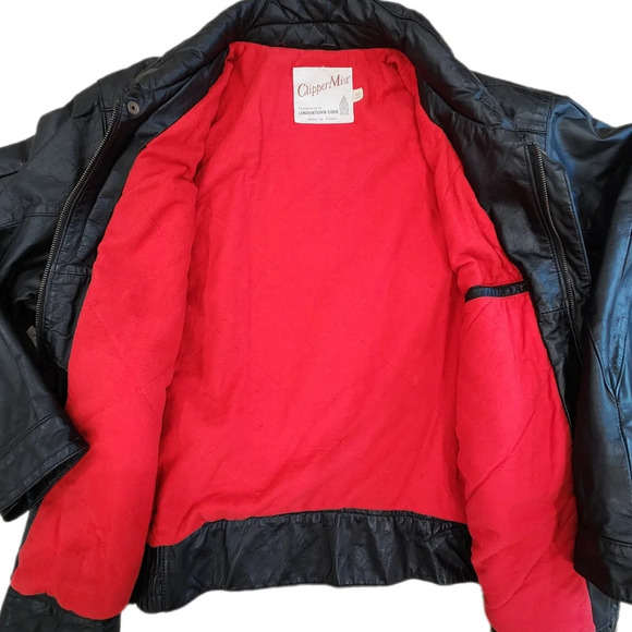 VINTAGE CLIPPERMIST LEATHER BOMBER JACKET Black, Men's 48 Reg - Picture 3 of 6